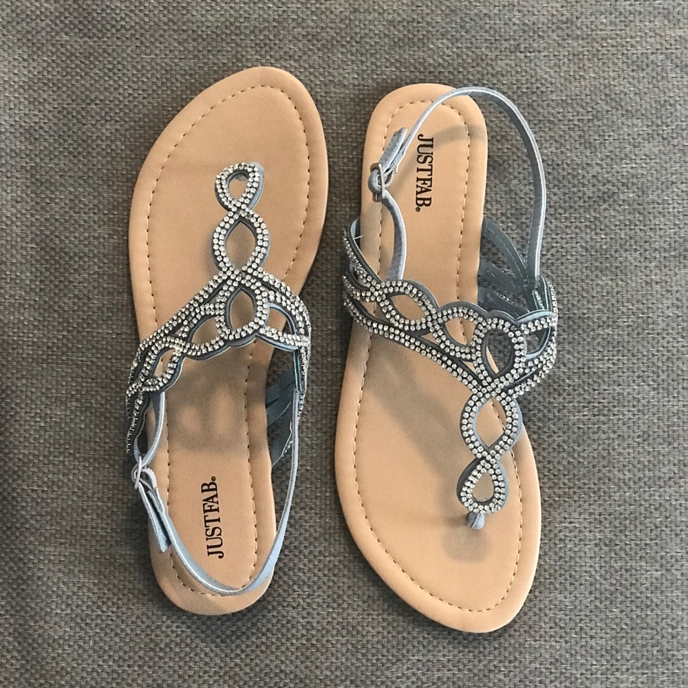 Blue Rhinestone Sandals